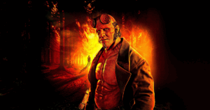 پوستر فیلم پسر جهنمی: مرد کج با طراحی تاریک و مرموز