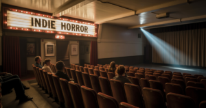 نمایش جلوی پرده سینما با نمایی از فیلم‌های ترسناک مستقل موفق مانند Talk to Me و Late Night with the Devil