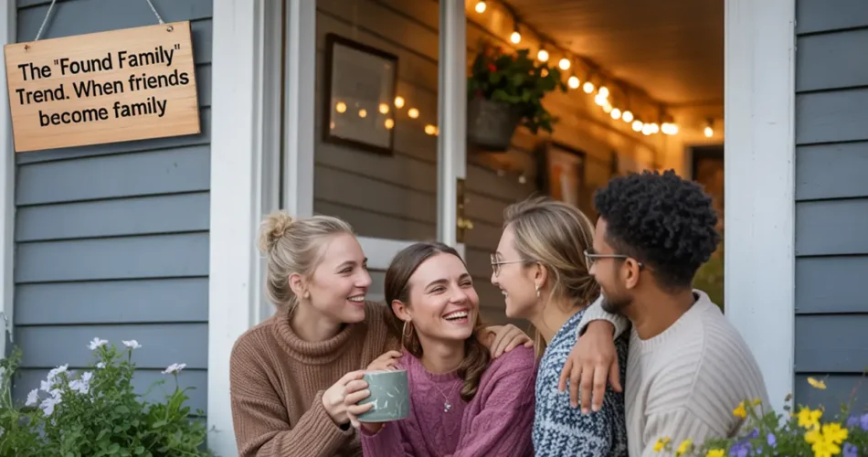 گروهی از دوستان صمیمی در یک فیلم که نمایانگر ترند خانواده یافت شده یا Found Family هستند