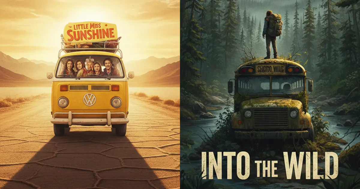 نمایی از یک فیلم جاده ای که نماد آزادی، سفر و بلوغ در سینما است